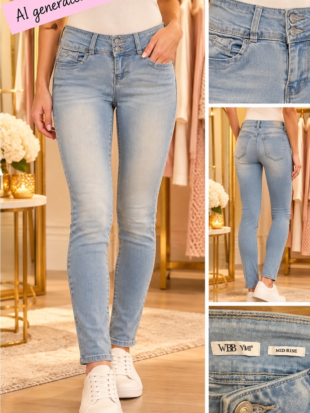 WBB YMI Mid-Rise Light Wash Skinny Jeans Size 26